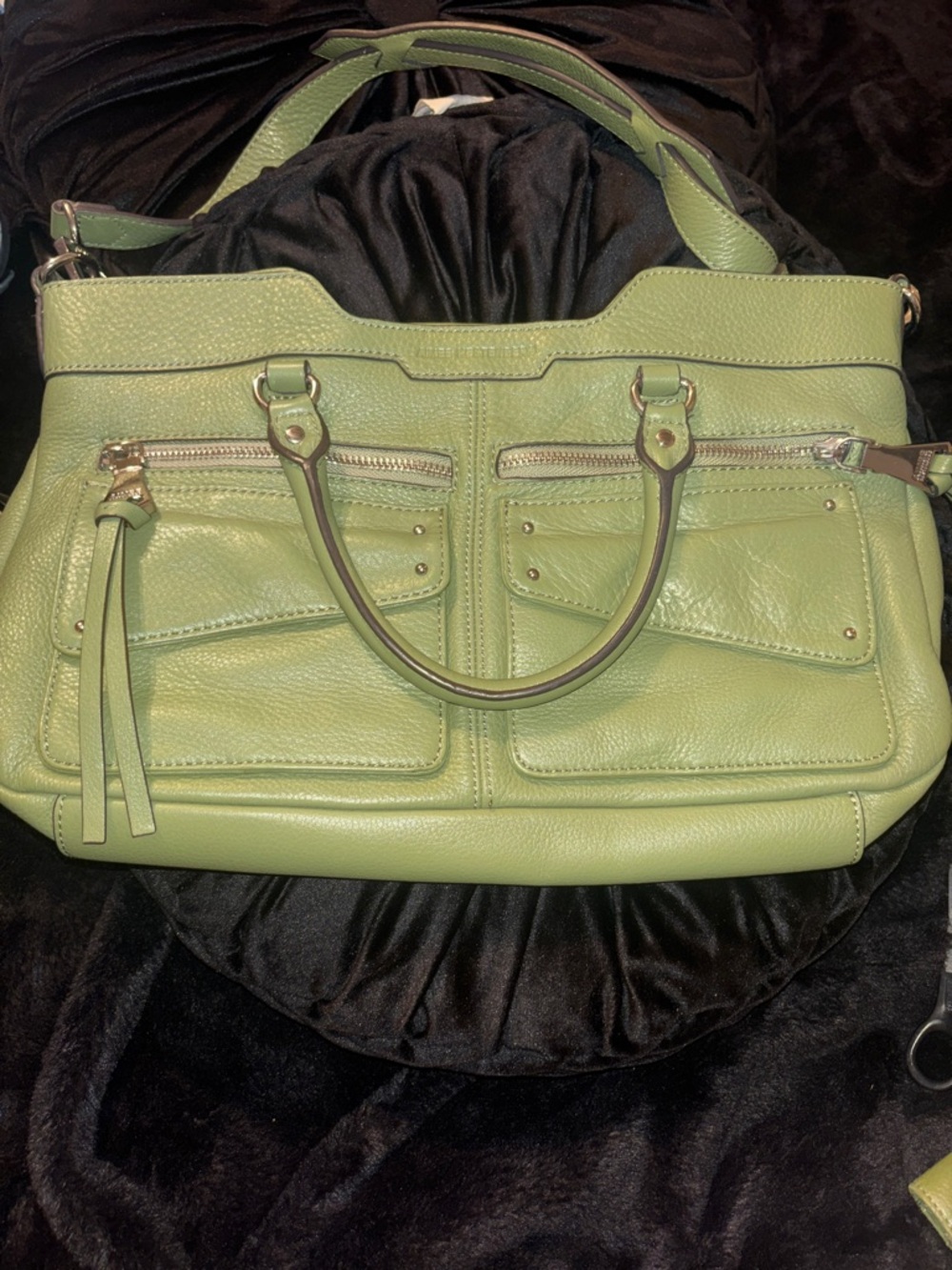 Aimee Kestenberg Light Green Pebble Leather Satchel